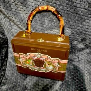 Cigar box purse with bamboo handles Handmade